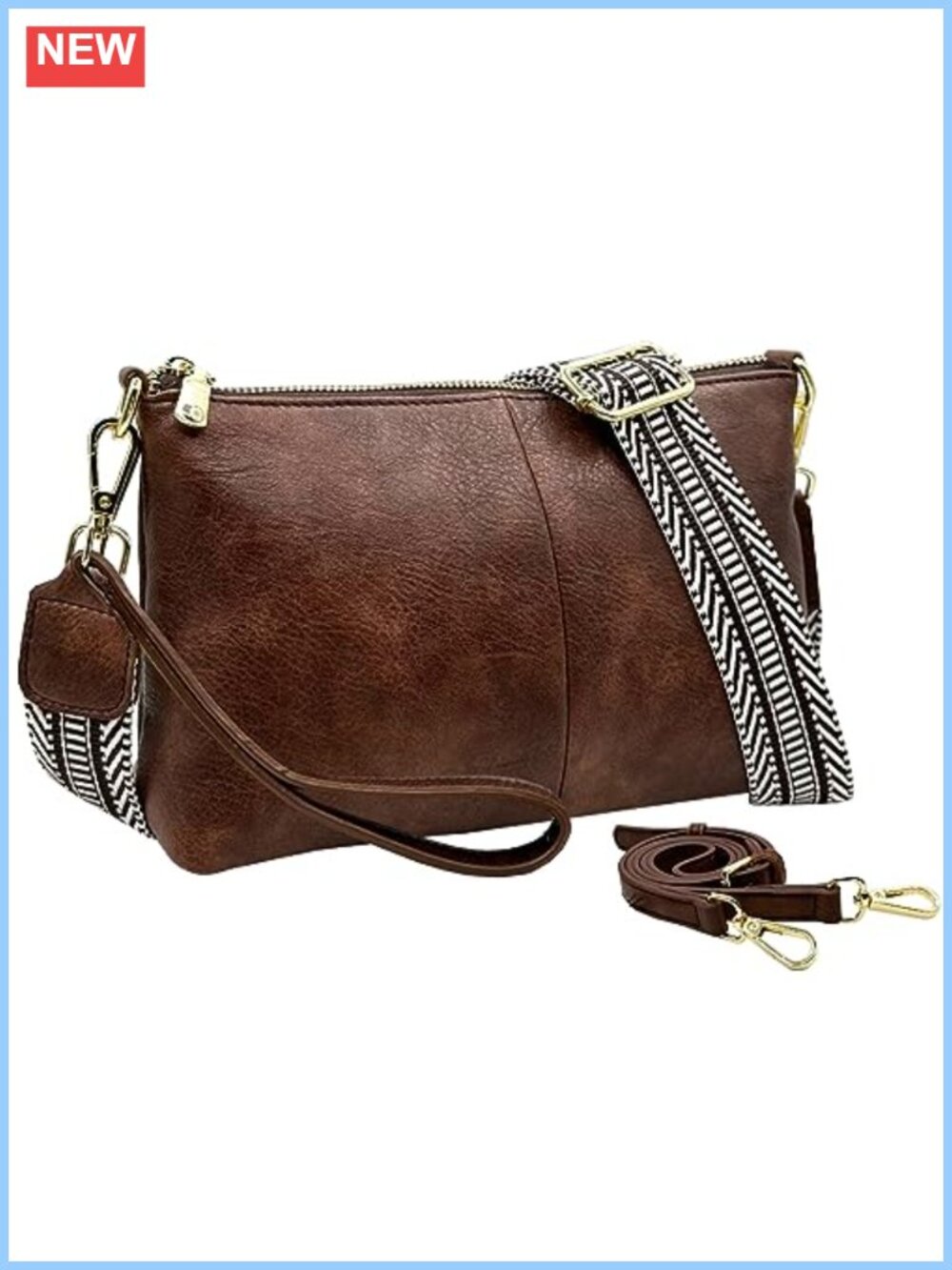 Vegan Leather Crossbody Clutch Wristlet Wallet with Guitar Strap